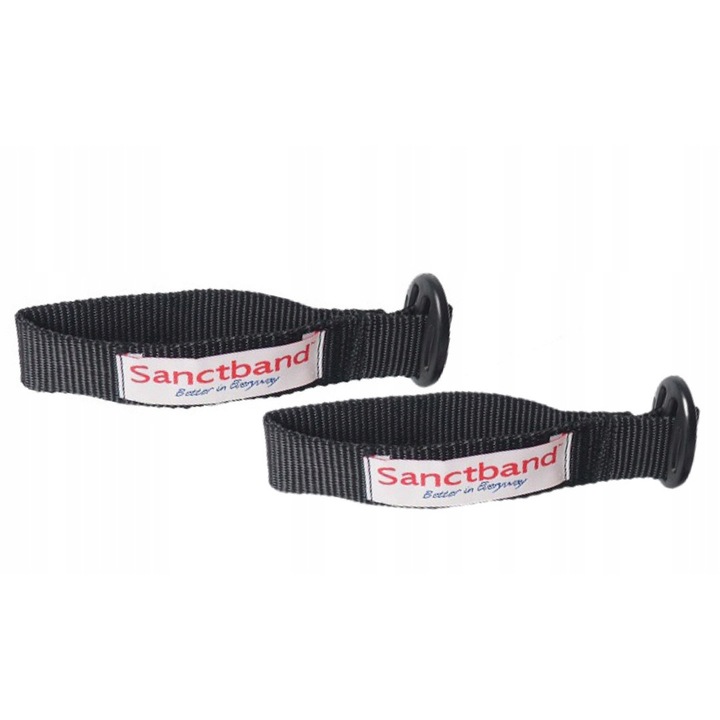 Suport curea Sanctband pentru benzi de rezistenta, 2 bucati, negru, profesional, asigura fixare sigura, antrenamente eficiente, fitness, recuperare medicala, fizioterapie, exercitii forta acasa sau sala
