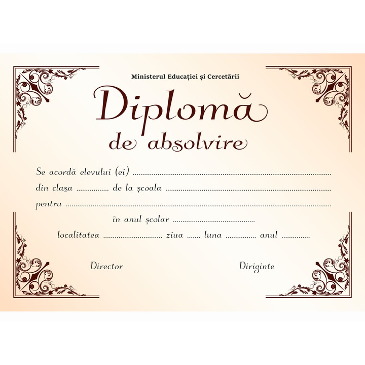 Diploma de absolvire, model 1, format A4, carton 300 grame