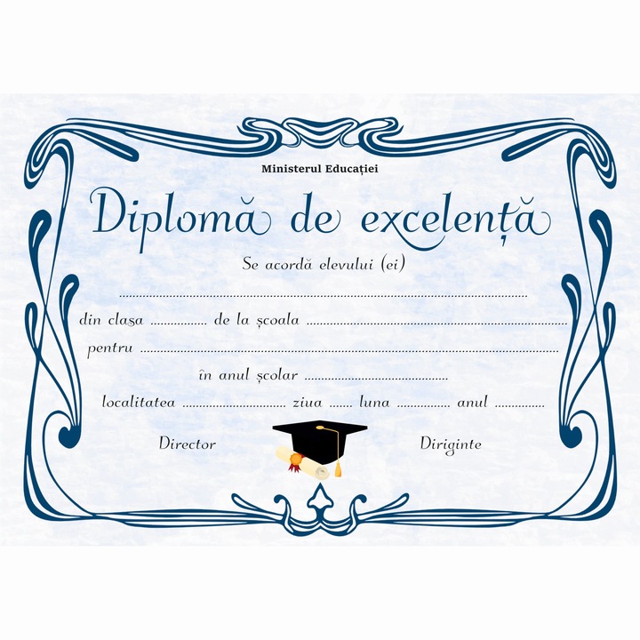 Diploma de excelenta, model 1, format A4, carton 300 grame
