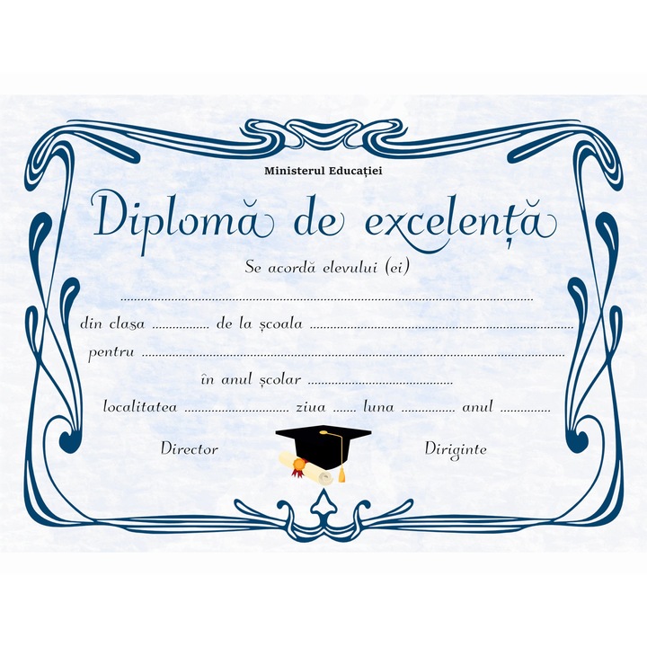 Diploma de excelenta, model 1, format A4, carton 300 grame