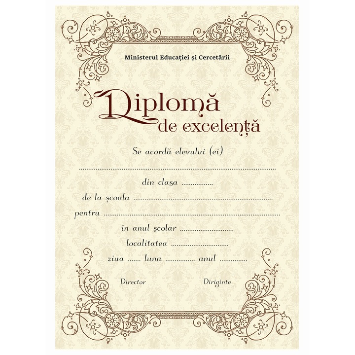 Diploma de excelenta, model 3, format A4, carton 300 grame