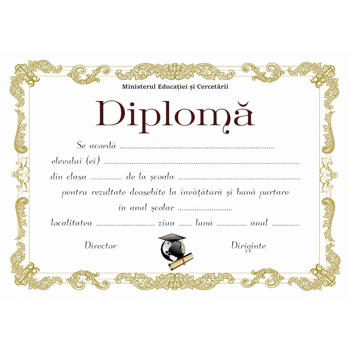 Diploma rezultate deosebite, model 2, format A4, carton 300 grame