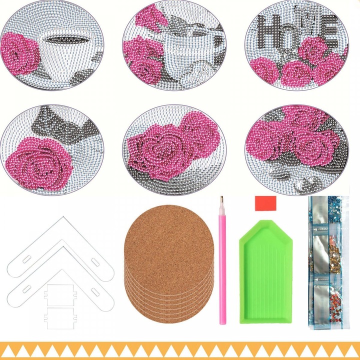 Set de broderie cu diamante 5d, Moments, 10 cm, Flori