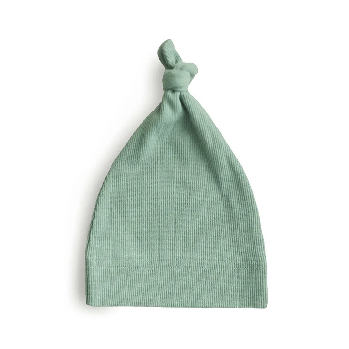 Caciulita rib din bumbac organic pentru nou-nascut, Verde, one size, - Roman Green - Mushie