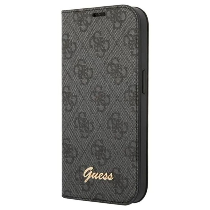 Husa tip carte Guess PC/TPU 4G metalic pentru iPhone 14 Pro, Negru
