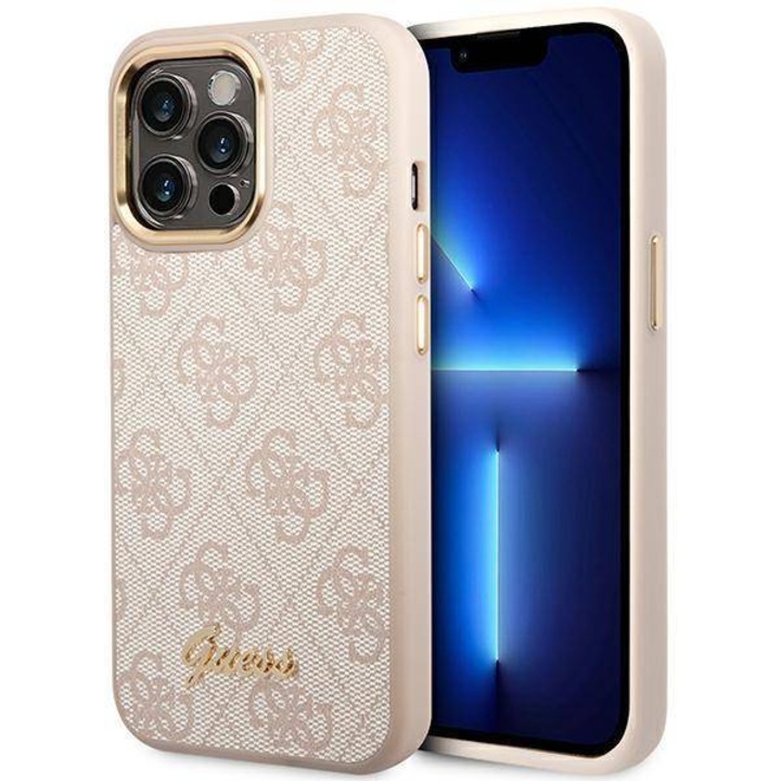 Калъф Guess PC/TPU 4G metallic, За iPhone 14 Pro Max, Розов