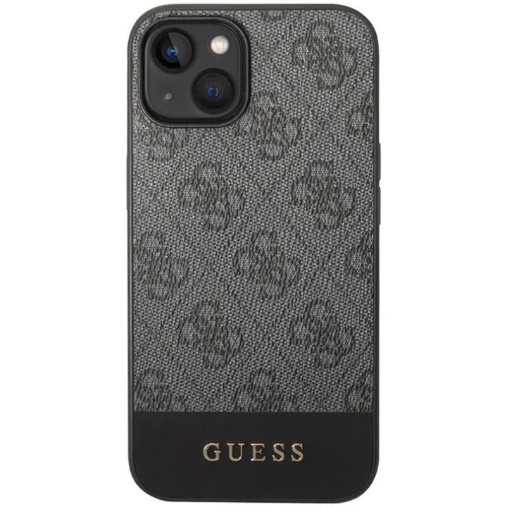 Husa de protectie Guess Stripe 4G pentru iPhone 14 Plus, Gri