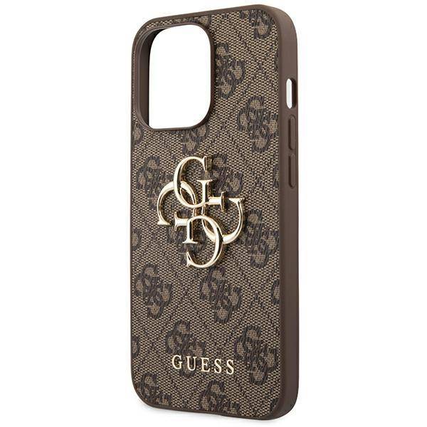 Husa de protectie Guess cu logo metalic PU 4G pentru iPhone 14 Pro, Maro