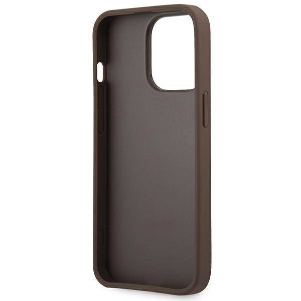 Husa de protectie Guess cu logo metalic PU 4G pentru iPhone 14 Pro, Maro