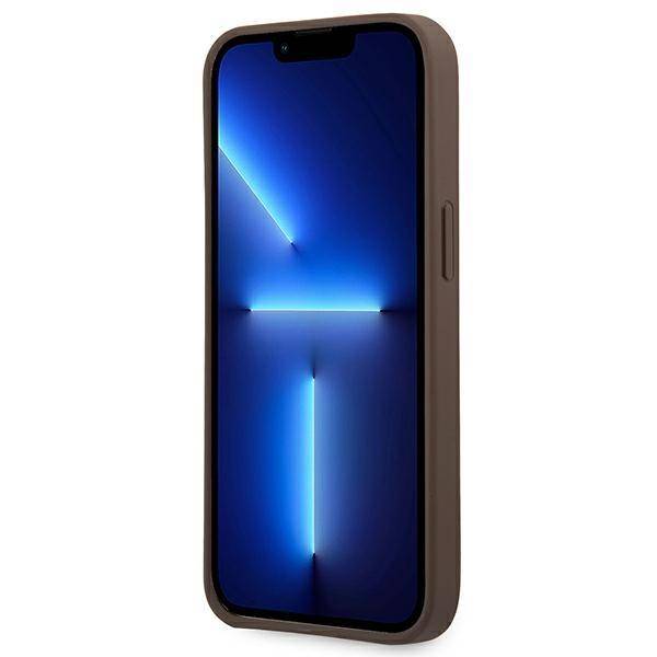 Husa de protectie Guess cu logo metalic PU 4G pentru iPhone 14 Pro, Maro