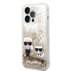 Husa de protectie Karl Lagerfeld Liquid Glitter Karl and Choupette pentru iPhone 14 Pro Max, Auriu