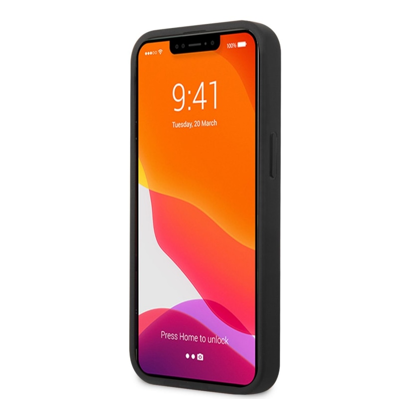 Husa de protectie Guess cu logo metalic PU 4G pentru iPhone 13, Gri