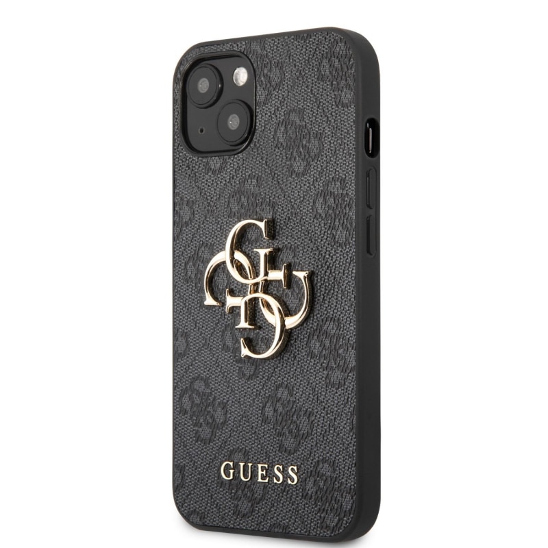 Husa de protectie Guess cu logo metalic PU 4G pentru iPhone 13, Gri