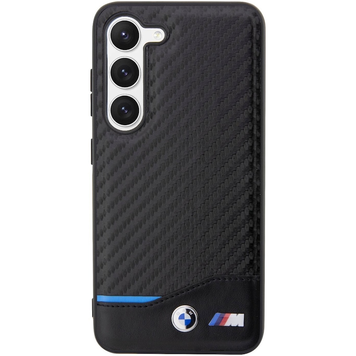 Защитен калъф BMW Carbon Leather за Samsung Galaxy S23+, Черен