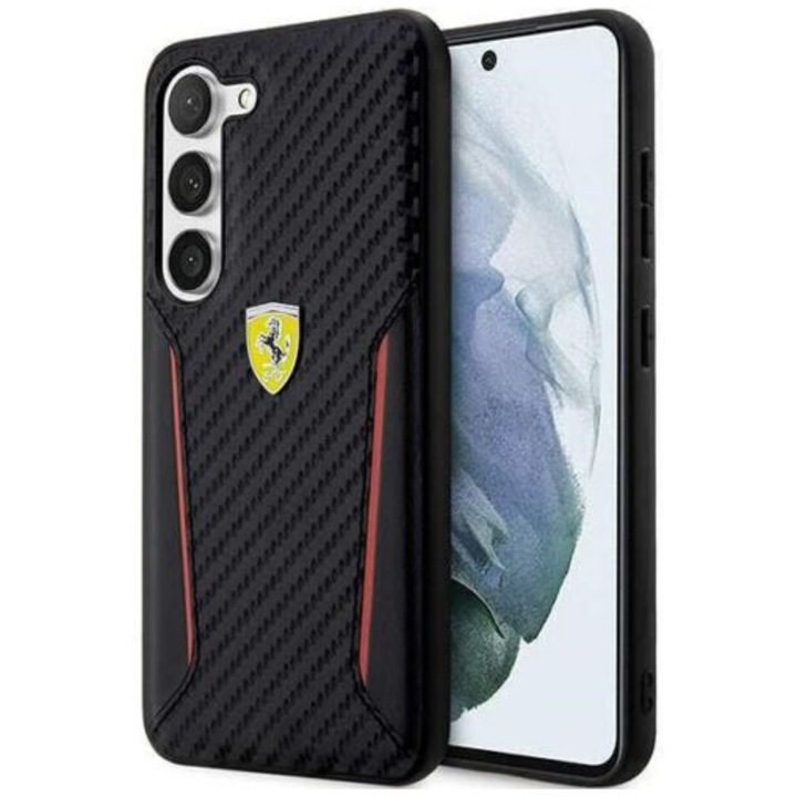 Ferrari Carbon Contrast Edges védőtok Samsung Galaxy S23+ készülékhez, fekete