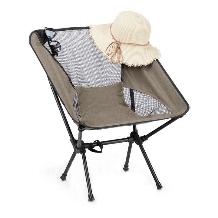 Scaun pliabil camping sau pescuit, cu geanta transport, 66 x 54,5 x 53,5 cm, marro
