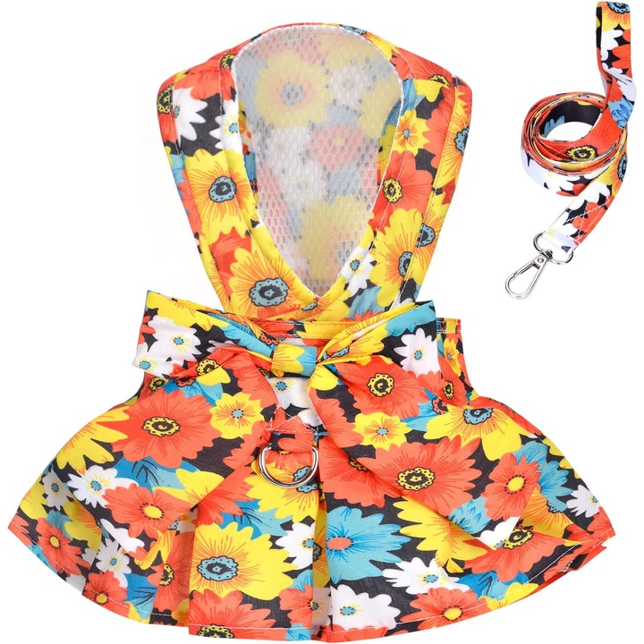 Rochita Summer, tip ham, pentru caini si pisici, M, Rosu/Galben