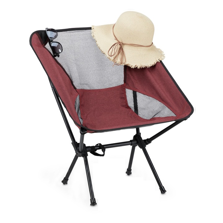 Scaun pliabil camping sau pescuit, cu geanta transport, 66 x 54,5 x 53,5 cm, rosu