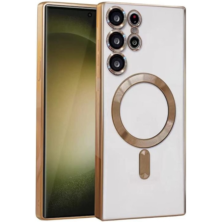 Husa Magnetic Luxury compatibila cu Samsung Galaxy S23 cu protectie camera, Auriu, TELGORBCS