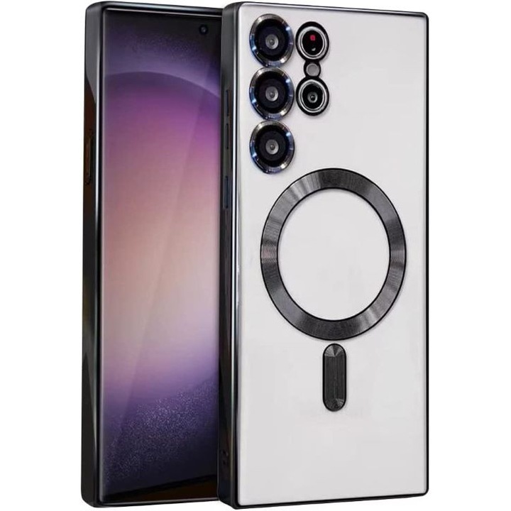 Husa Magnetic Luxury compatibila cu Samsung Galaxy S23 Plus cu protectie camera, Negru, TELGORBCS