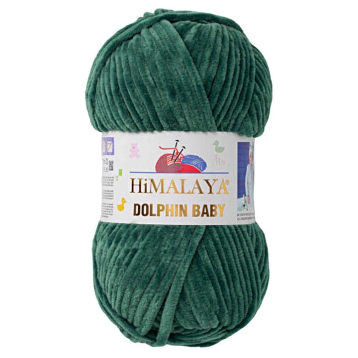Fir de tricotat si crosetat Himalaya Dolphin Baby 80360, verde, poliester, 120m/100g