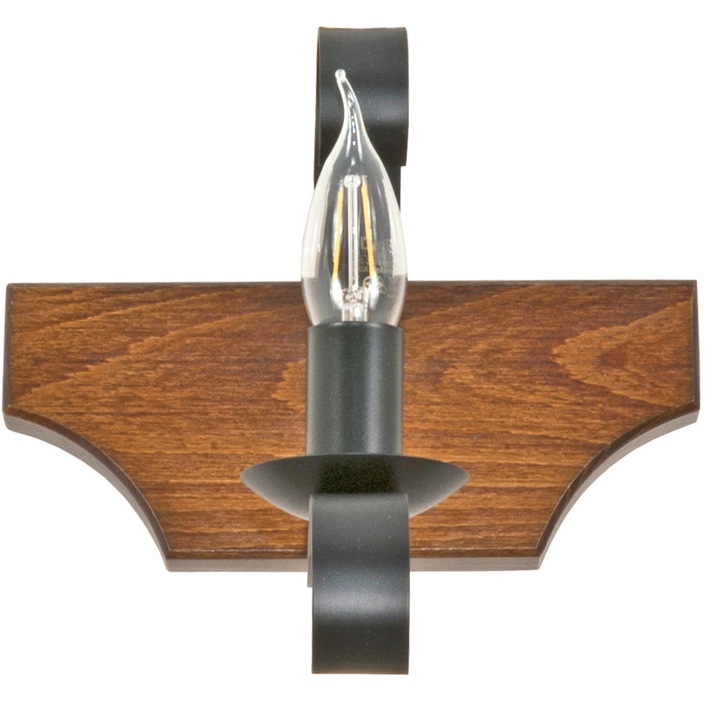 Ernest Fali Lámpa, Edylit, Fa/Fém, 25 x 24 cm, Fekete/Barna