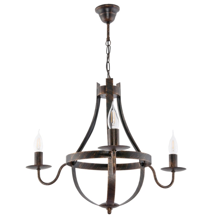 Elen Negro függesztett mennyezeti lámpa, Edylit, festett fém, 70 x 60 cm, fekete/patinás arany