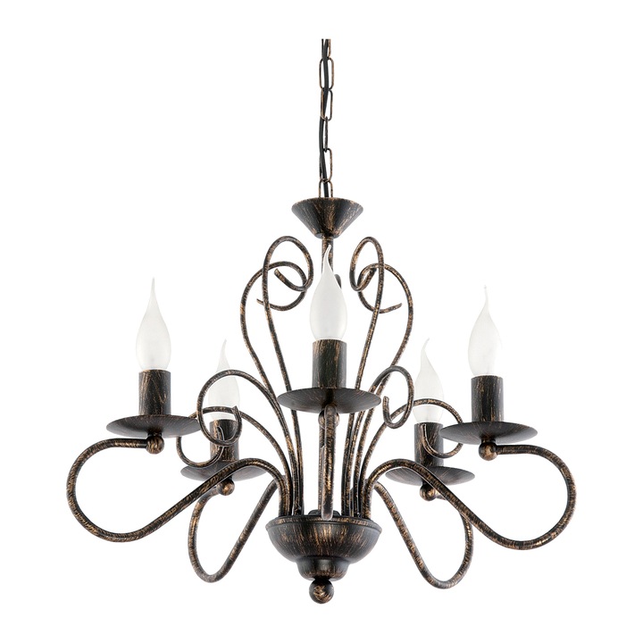 Lustra suspendata Adis, Edylit, Metal vopsit, 75 x 52 cm, Negru/Auriu patinat