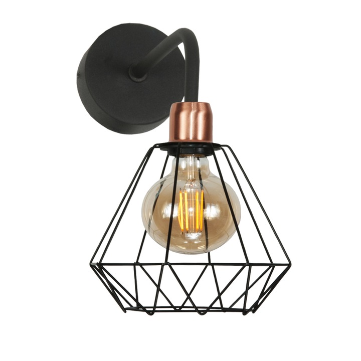 Aplica Donald, Edylit, Metal, 25 x 19 cm, Negru/Aramiu