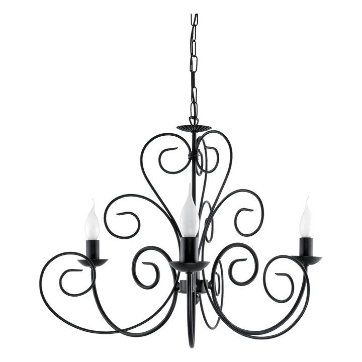Lustra candelabru Hektor, Edylit, Metal vopsit, 70 x 55 cm, Negru