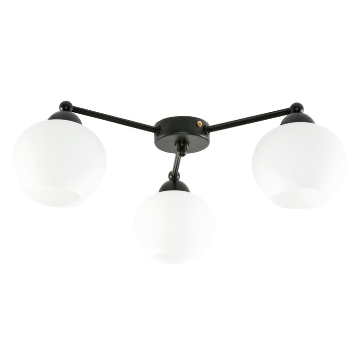 Plafoniera Salvatore Negro, Edylit, Metal/Sticla, 18 x 45 cm, Negru/Alb