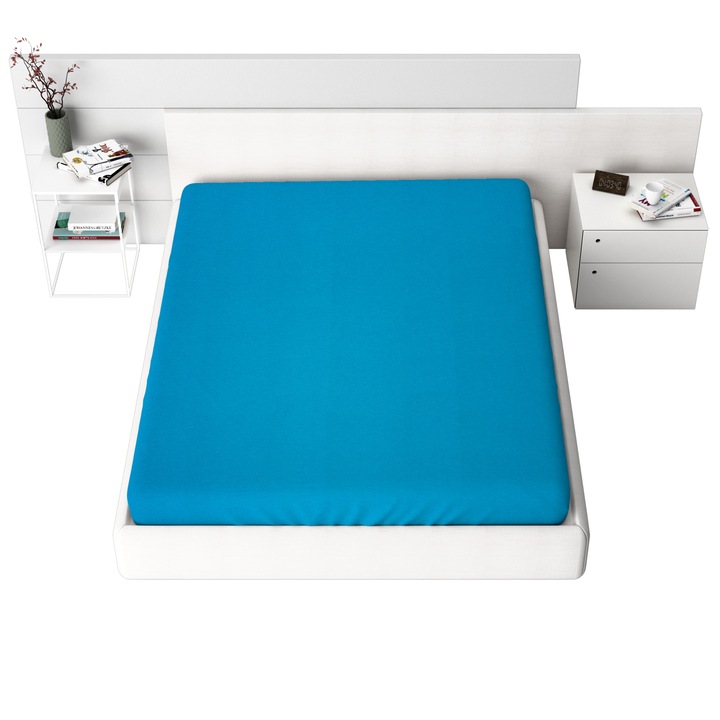 Cearceaf de pat Jersey cu elastic 200x200 cm, albastru deschis Special No.22