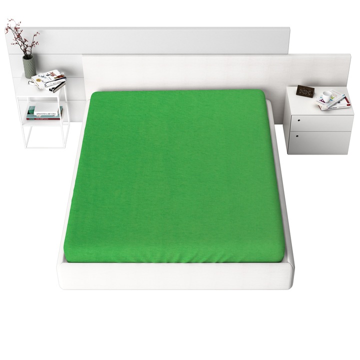 Cearceaf de pat Jersey cu elastic 160x200 cm, verde Special No.20