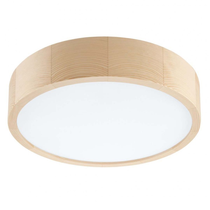 Plafoniera Kante, Edylit, Lemn/Sticla, 8 x 28 cm, Alb/Crem