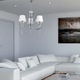 Lustra suspendata, Edylit, Metal/Sticla, 80 x 60 cm, Alb/Argintiu
