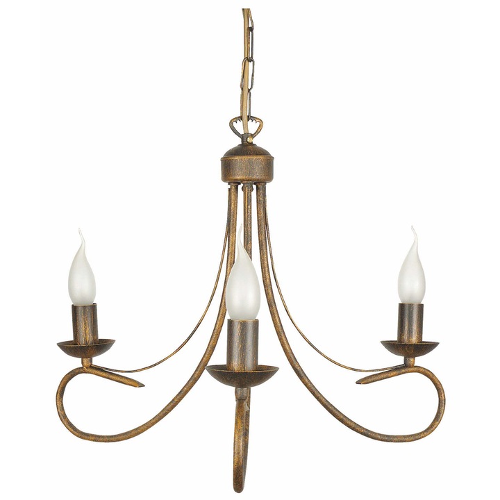 Lustra suspendata Alfa, Edylit, Model sfesnic, Metal vopsit, 65 x 50 cm, Auriu patinat