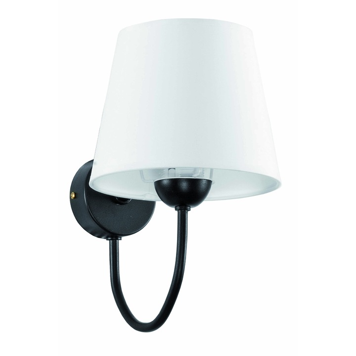 Augusto fali lámpa, Edylit, lámpaernyővel, fém, 28 x 18 cm, fehér/fekete