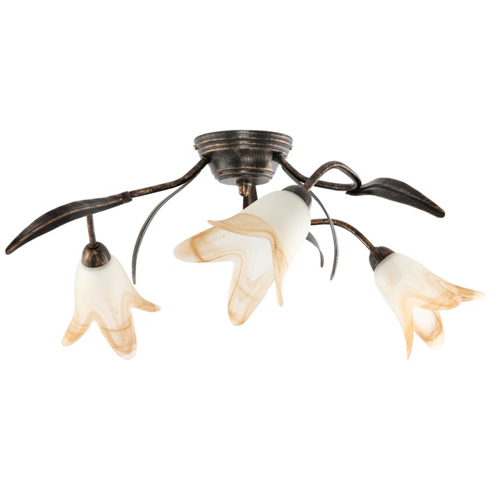 Mennyezeti lámpa, Edylit, Fém/Üveg, 26x65 cm, Fekete/Narancssárga