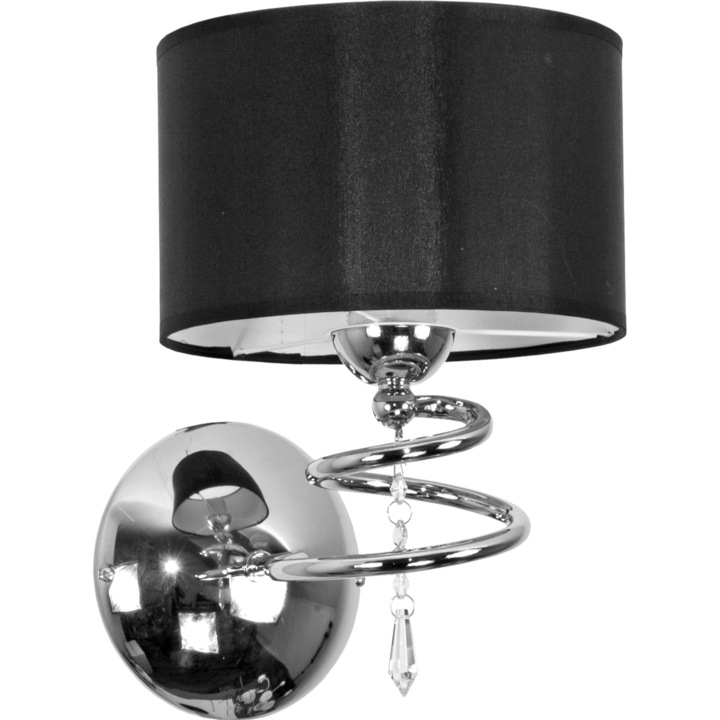 Mennyezeti lámpa, Edylit, Fém/Üveg, 25x20 cm, Fekete