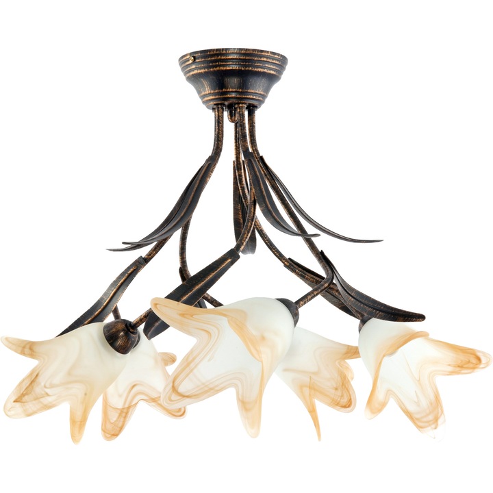 Plafoniera tavan, Edylit, Metal/Sticla, 47x57 cm, Negru