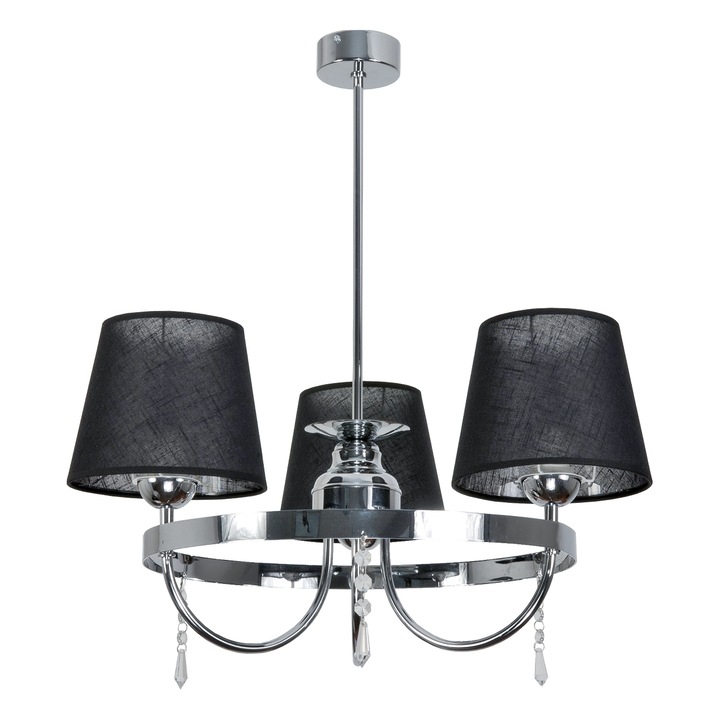 Plafoniera tavan, Edylit, Metal/Sticla, 59x48 cm, Negru