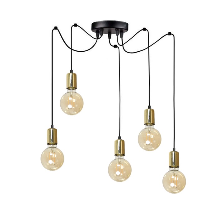 Függesztett mennyezeti lámpa, Edylit, Fém, 100 x 200 cm, Fekete/Arany