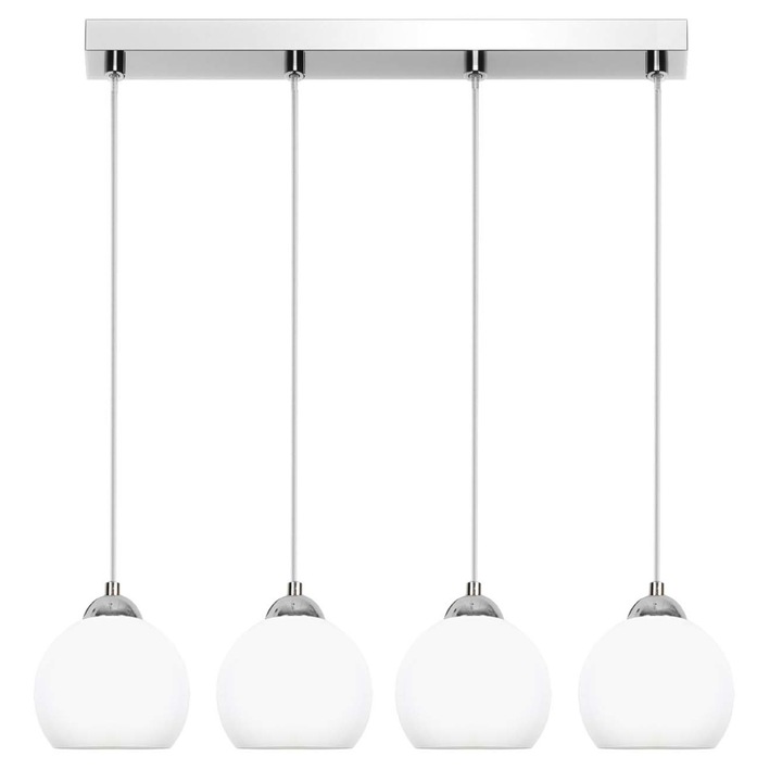 Függesztett mennyezeti lámpa, Edylit, króm, fehér lámpaernyővel