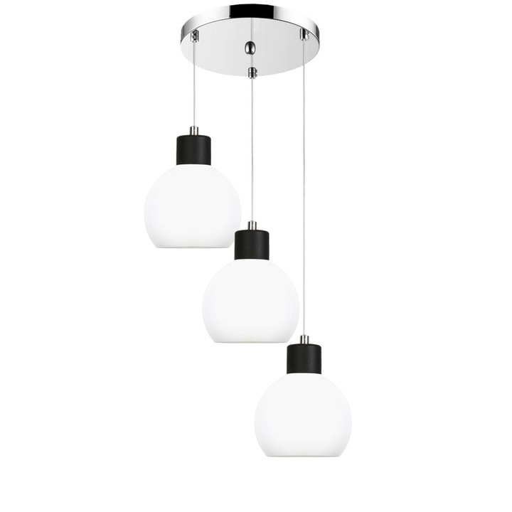 Króm függesztett mennyezeti lámpa fehér árnyékolóval MOKA 14-132