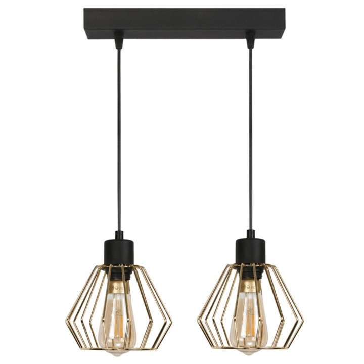 Lampa suspendata Giro, Edylit, Metal, 65 x 36 cm, Negru/Auriu