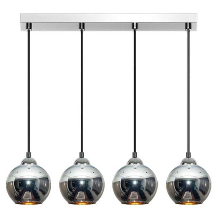 Lustra suspendata Santi, Edylit, Metal, 65 x 75 cm, Argintiu/Negru