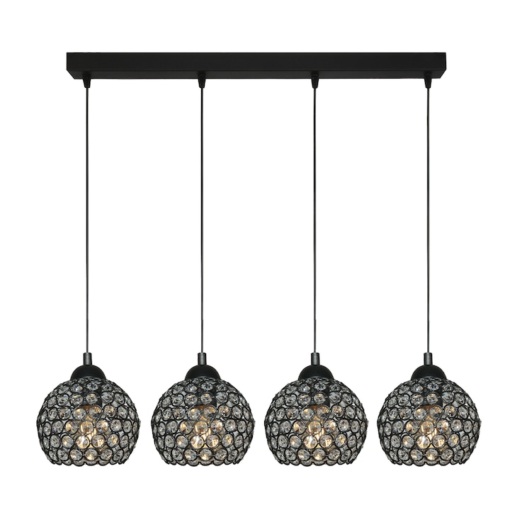 Plafoniera tavan, Edylit, Metal/Sticla, 60x76 cm, Negru