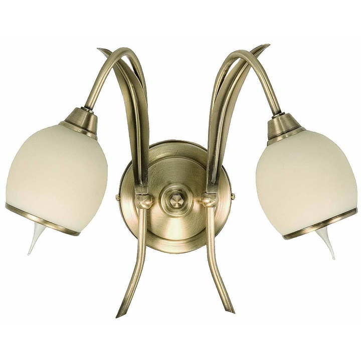 Aplica perete Markos, Edylit, Metal/Sticla, 30 x 33 cm, Auriu/Ecru