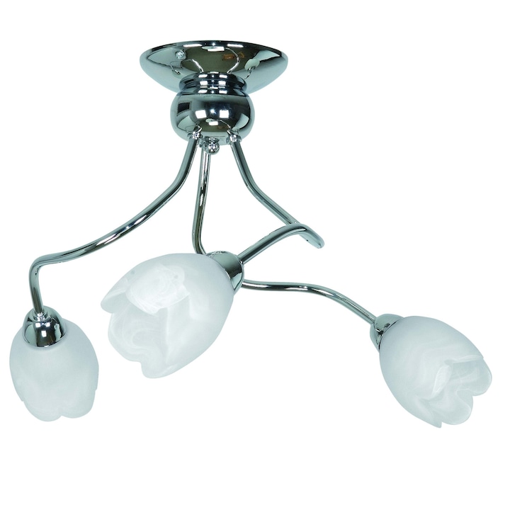 Mennyezeti lámpa krómozott fehér üveg búrával MAXIMUS 7-172