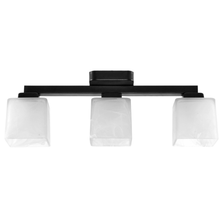 Таванно осветление, Edylit, Метал/Стъкло, 16x40 см, Черно